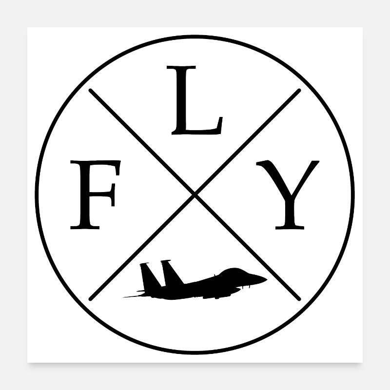 FLY Logo Jet Kampfjet Poster 60 x 60 cm