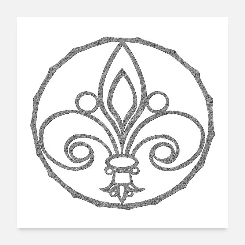 wappensymbole, fleur de lys Relief Poster 60x60 cm