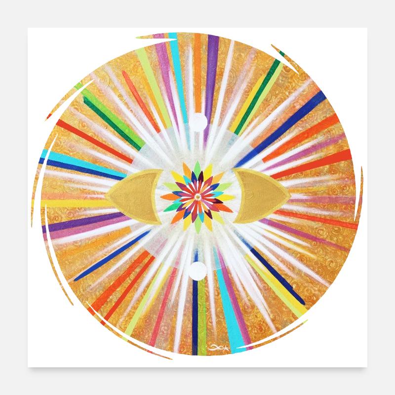 Sternentor Regenbogen-Lichtkraft rund Sonja Ariel - Poster 60x60 cm - Weiß