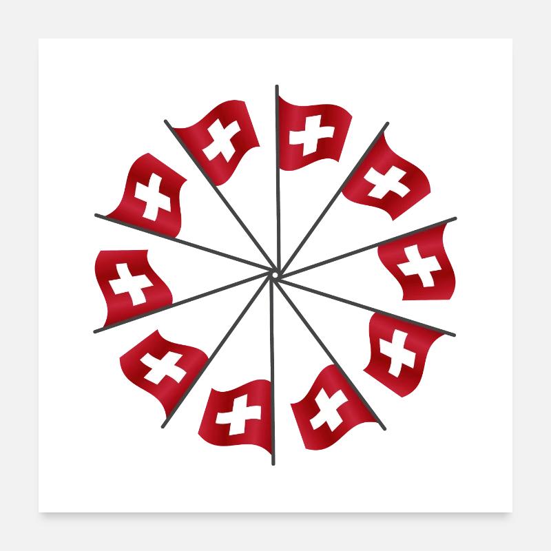 Drapeaux suisses | Swiss flags Poster 60 x 60 cm