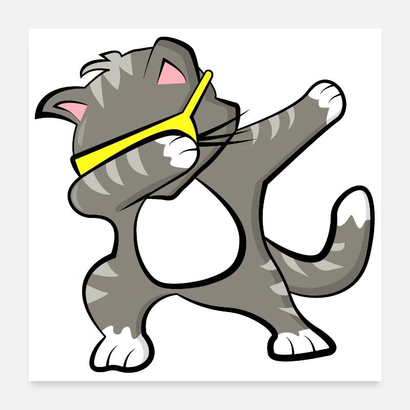 Dabbing Katze Poster 60x60 cm