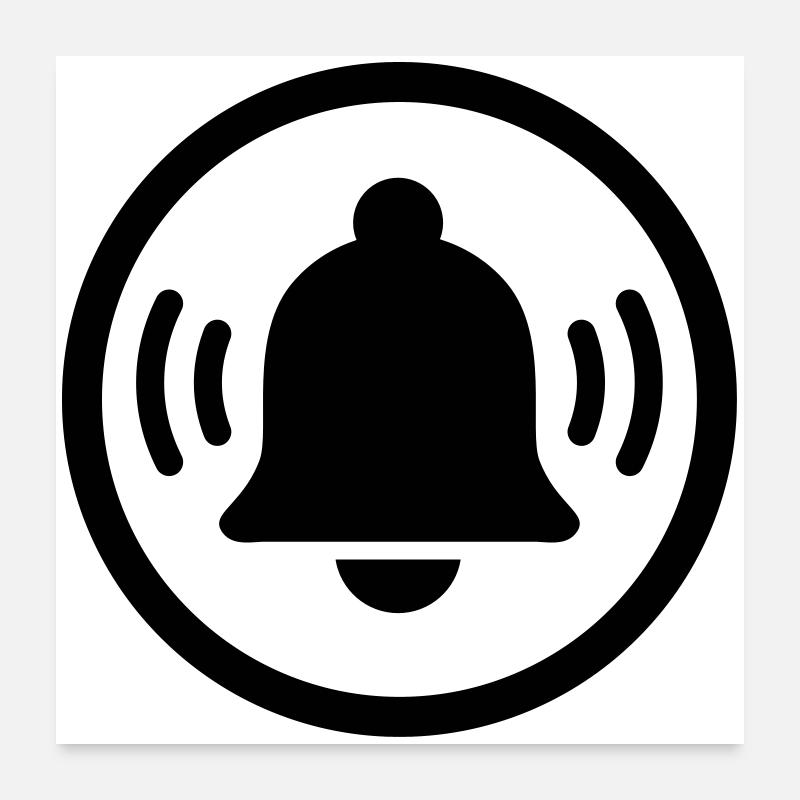 Klingelnde Alarmglocke - Poster 60x60 cm - Weiß