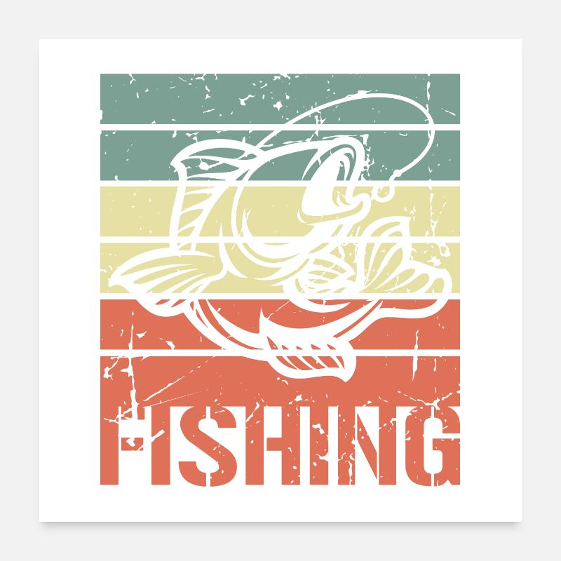 Pêche vintage Poster 60 x 60 cm