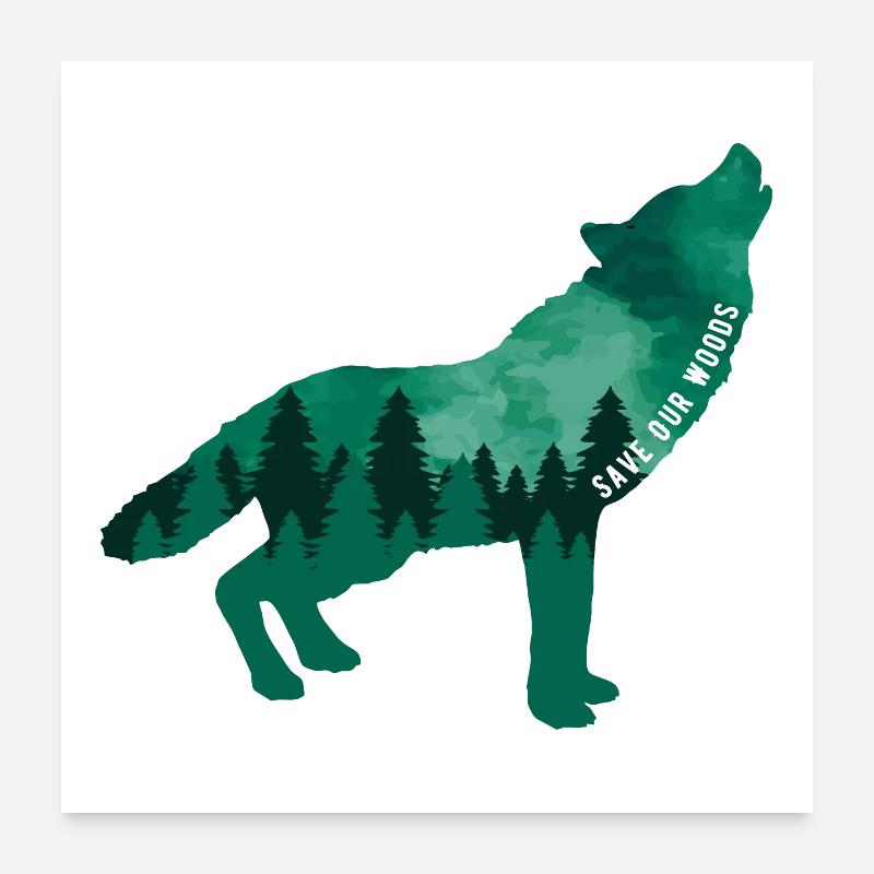 Klimawandel Umweltschutz Wolf Nachhaltig Poster 60x60 cm