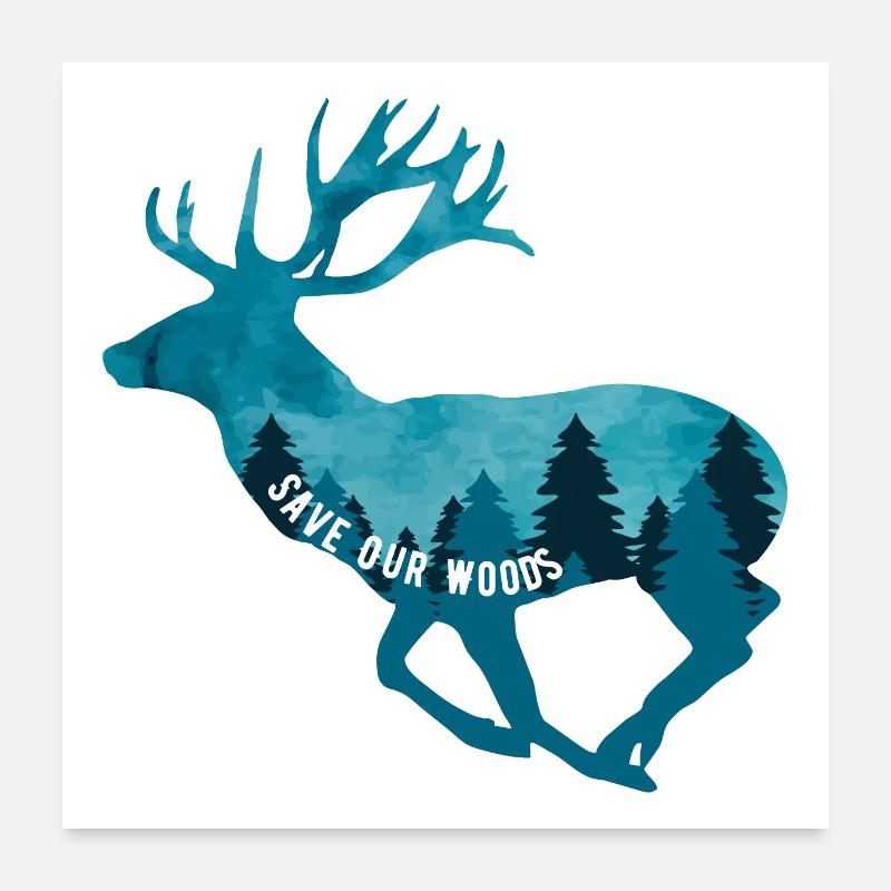 Climate Change Environmental Protection Deer Stag Poster 24" x 24" (60x60 cm)