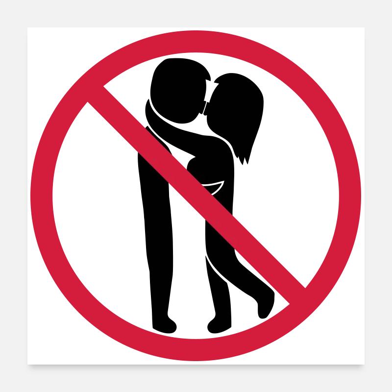 Signe interdit de baiser - Poster 60 x 60 cm - blanc