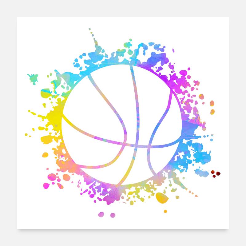 Éclaboussures de peinture de basket-ball Poster 60 x 60 cm