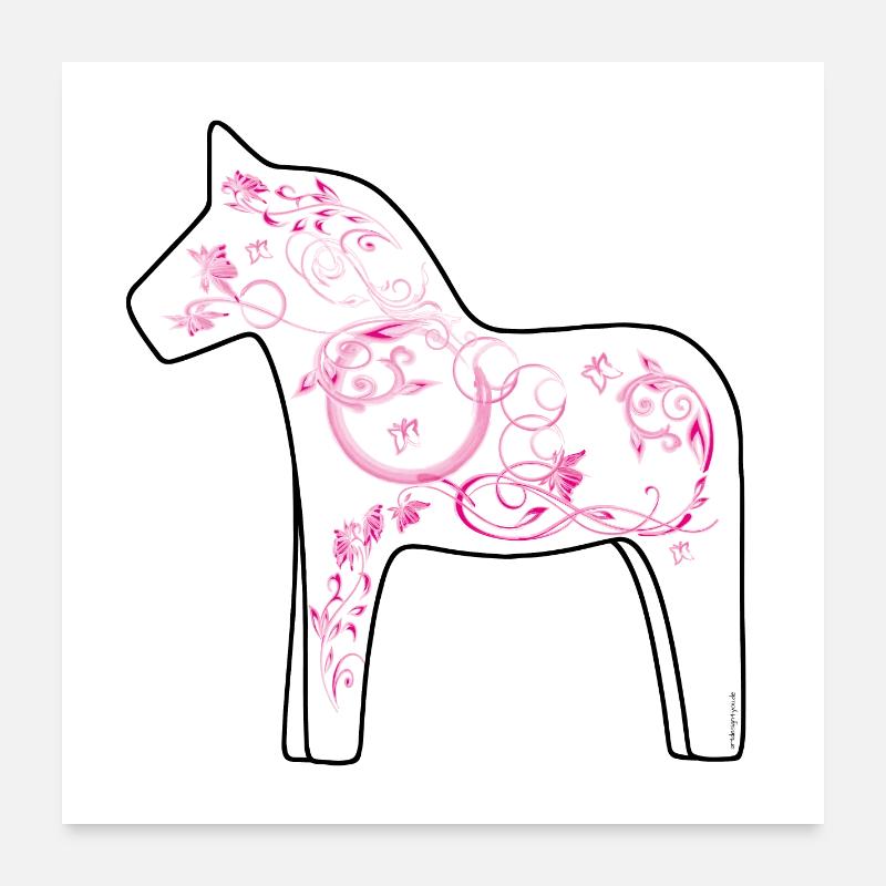 Dala Pferd Pink Poster 60x60 cm