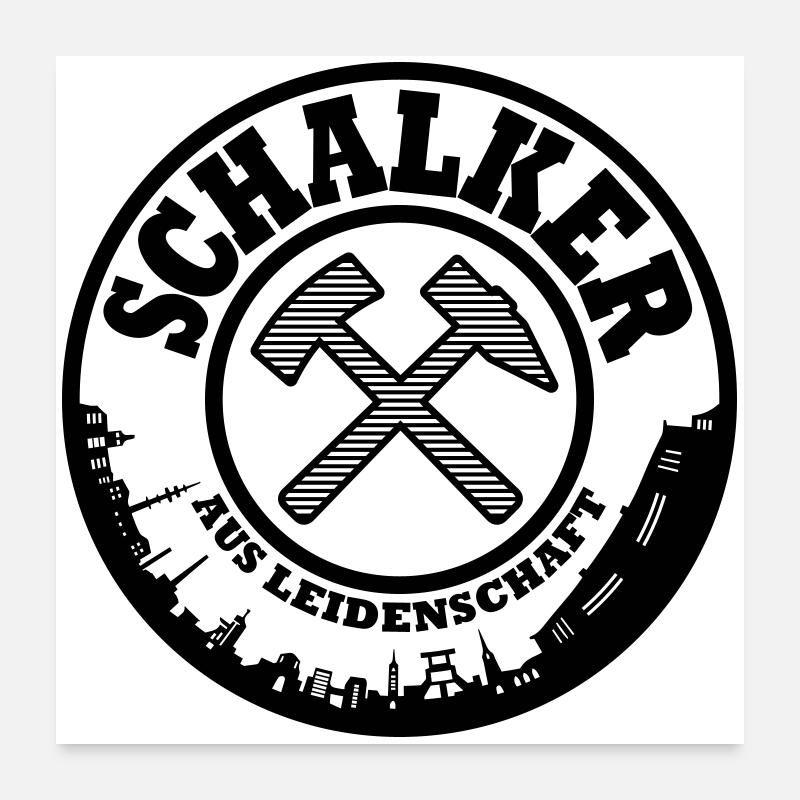 Gelsenkirchen Schalke Leidenschaft Farbe änderbar - Poster 60x60 cm - Weiß