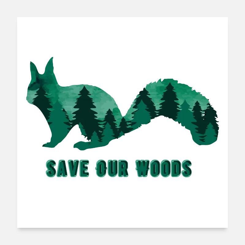 Environmental Protection Squirrel Climate Change Poster 24" x 24" (60x60 cm)