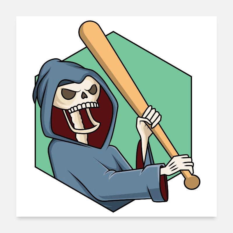 Grim Reaper with baseball bat Poster 24" x 24" (60x60 cm)