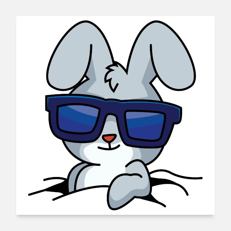 Cooler Hase - Poster 60x60 cm - Weiß