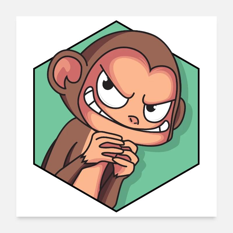 Singe rusé | Drôle de singe Poster 60 x 60 cm