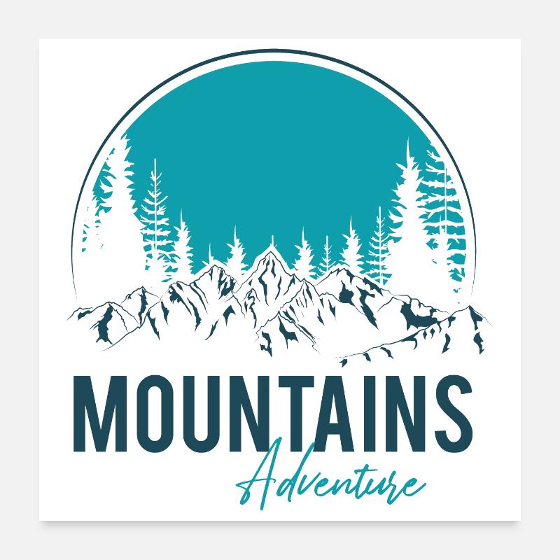 Aventure en montagne Poster 60 x 60 cm