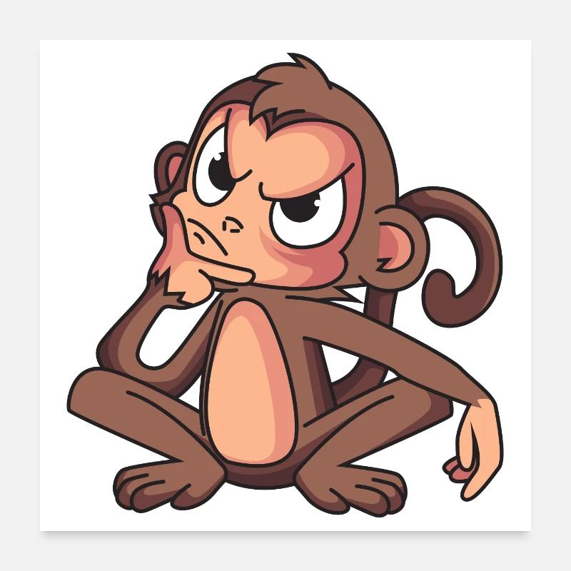 Schlaues Äffchen Poster 60x60 cm