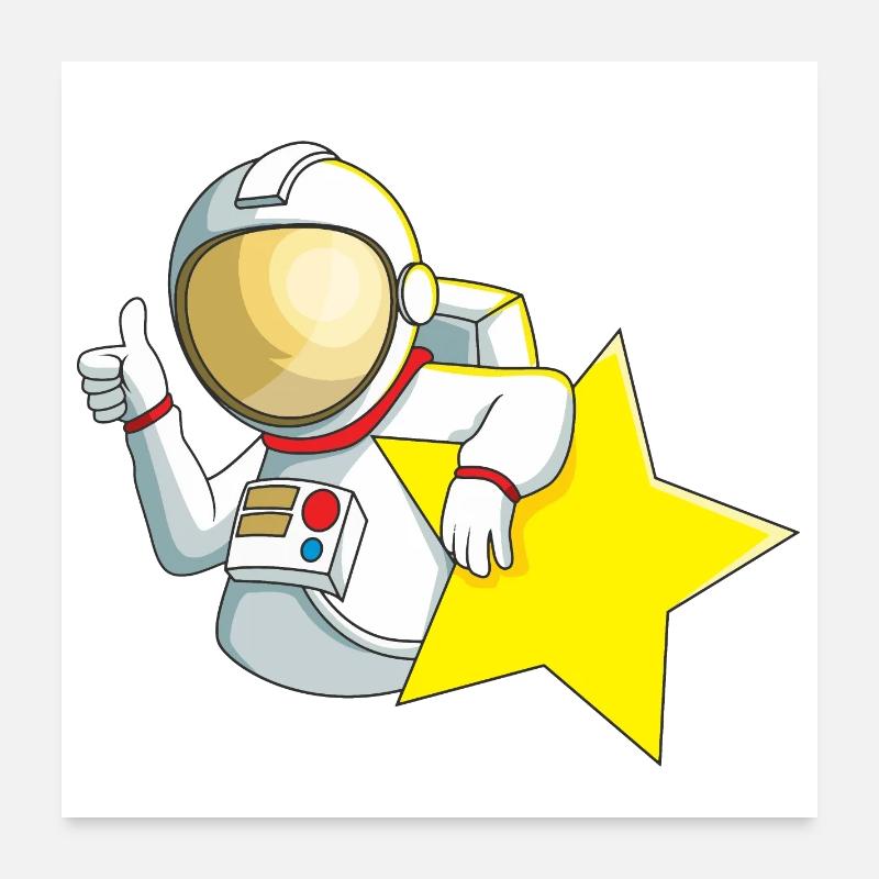 Astronauten Stern Poster 60x60 cm