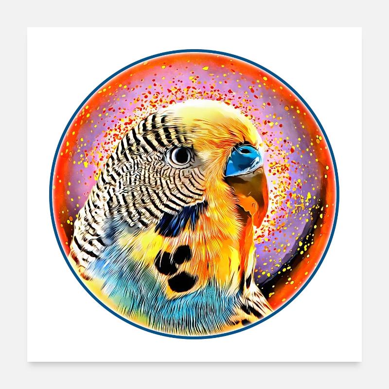 La perruche dans la bulle de savon - Poster 60 x 60 cm - blanc