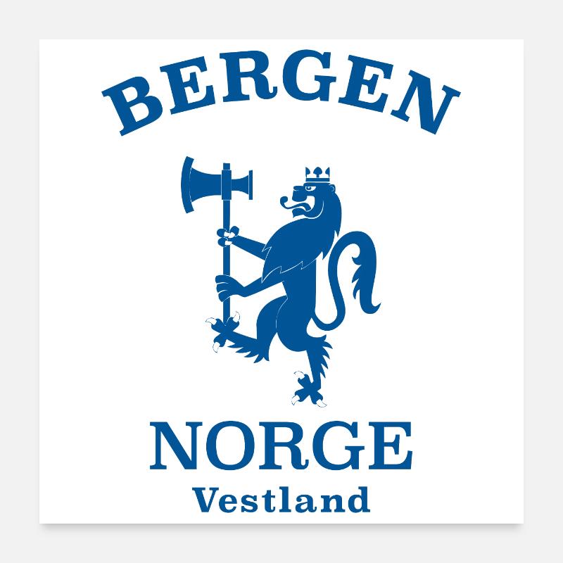BERGEN Norwegen Norway Norge - Poster 60x60 cm - Weiß