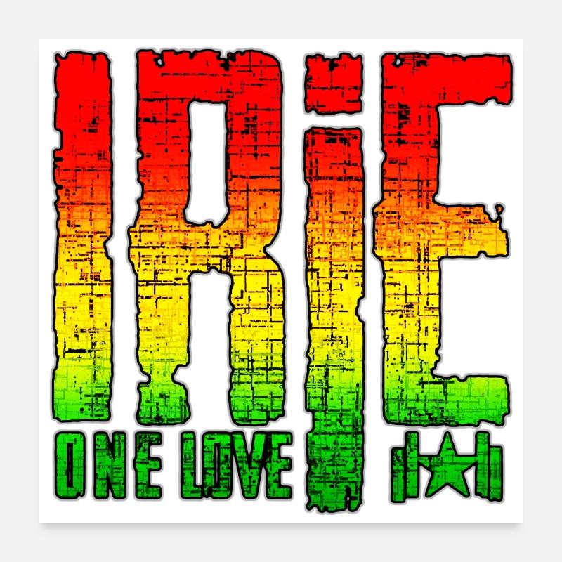 Reggae Peace Symbols on Graffiti Background - Poster 24" x 24" (60x60 cm) - white