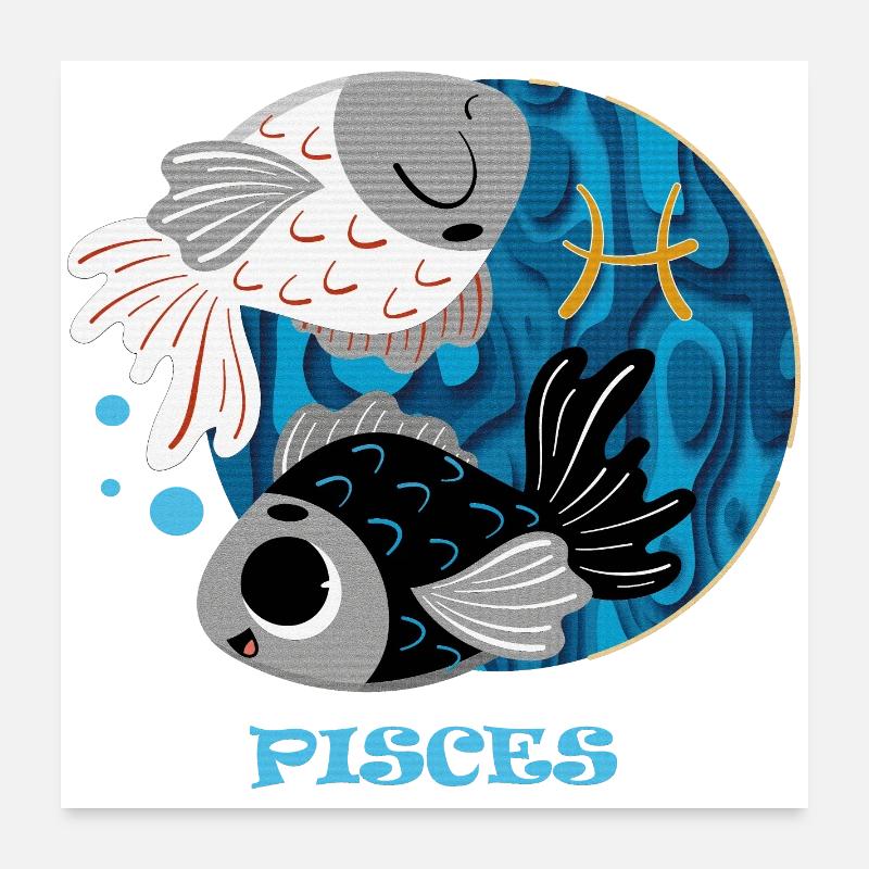 Sternzeichen Fische - Poster 60x60 cm - Weiß