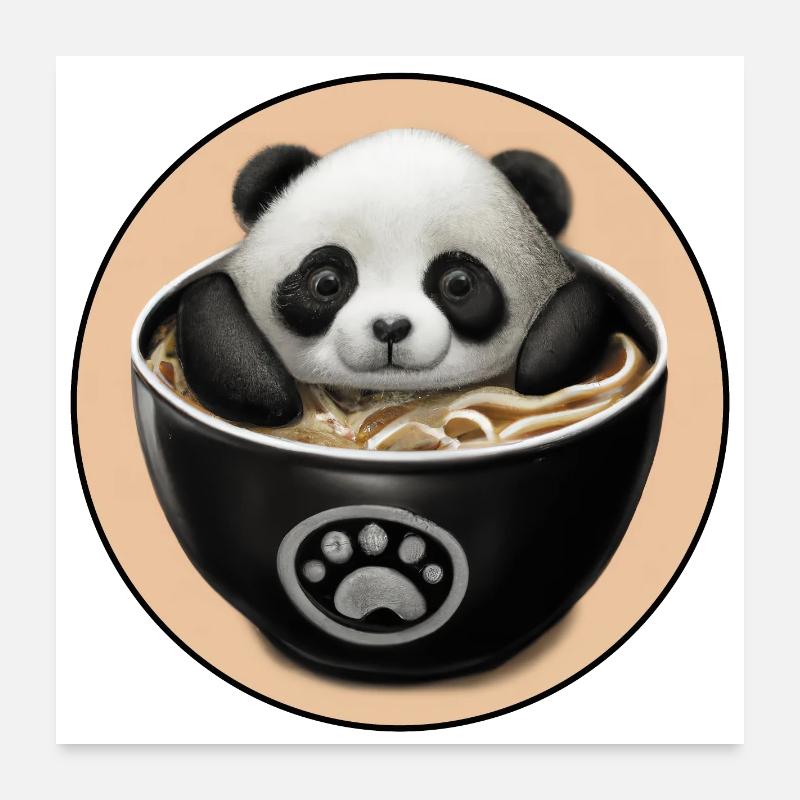 Bébé Panda Dans Un Bain De Ramen Poster 60 x 60 cm