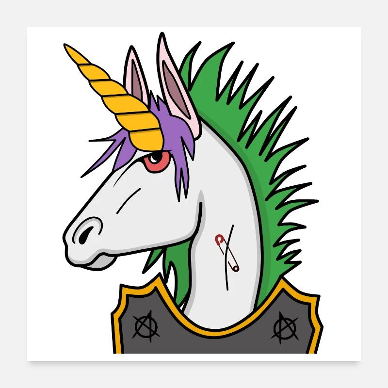 Punk Unicorn - Poster 24" x 24" (60x60 cm) - white