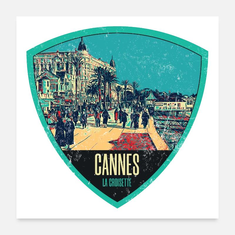 Original retro illustration La Croisette in Cannes Poster 24" x 24" (60x60 cm)