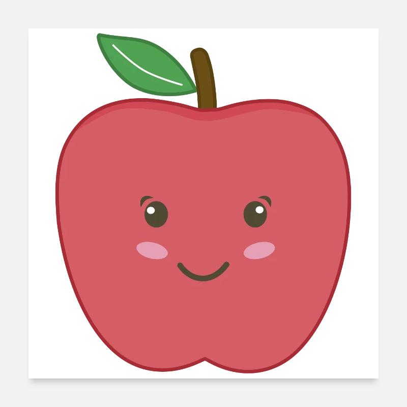 Apfel Kawaii Poster 60x60 cm
