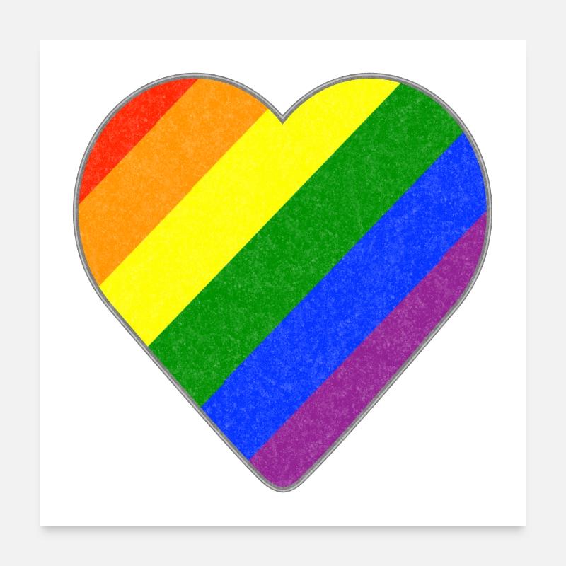 Regenbogen Herz Poster 60x60 cm