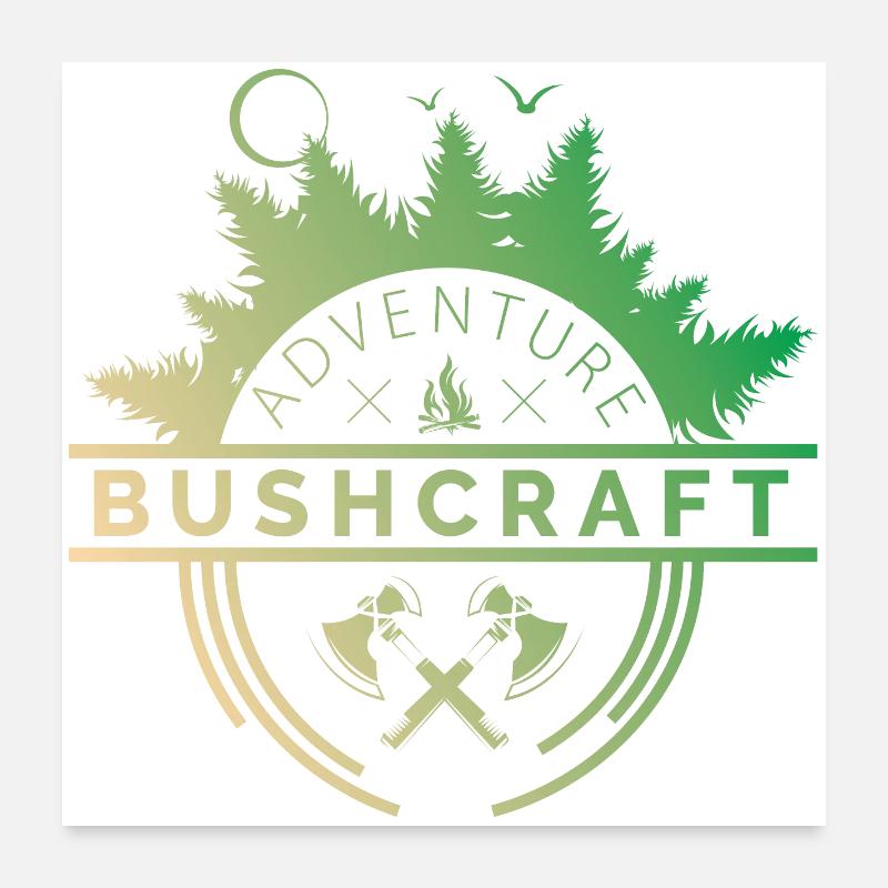 Logo Bushcraft Suvival Symbole Icône Aventure Poster 60 x 60 cm