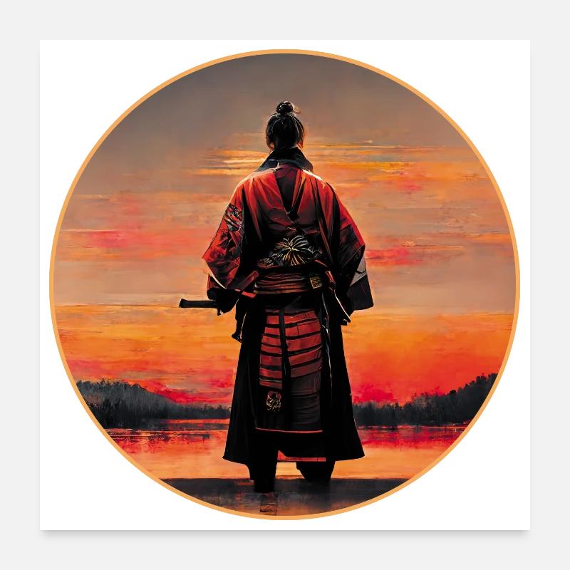 Samurai-Krieger Poster 60x60 cm