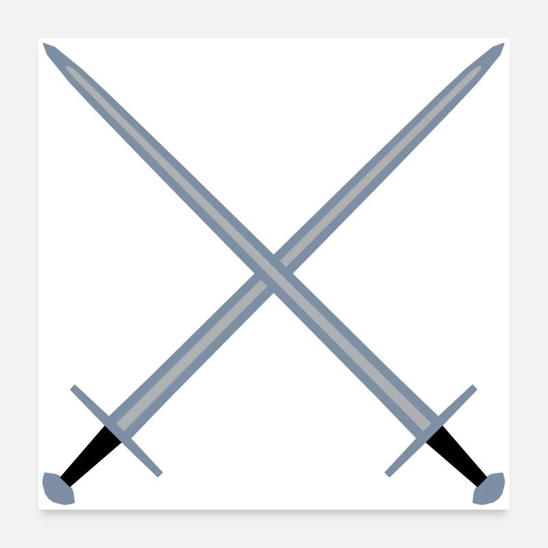 Gekreuzte Schwerter. Poster 60x60 cm