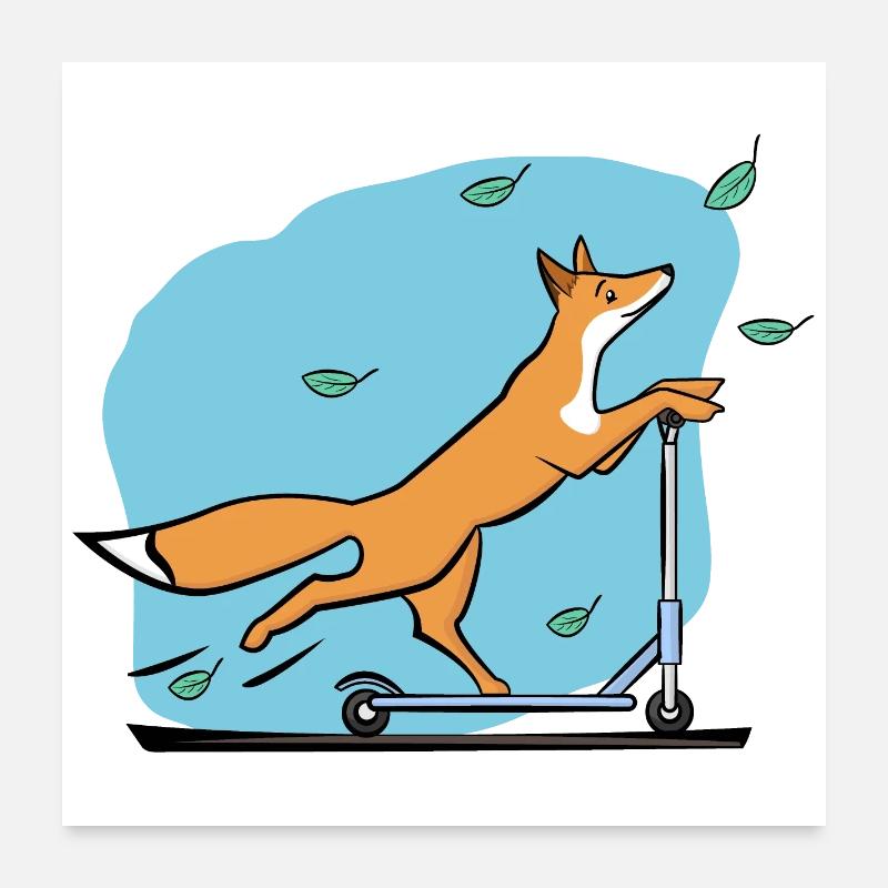 Fuchs mit Roller Poster 60x60 cm