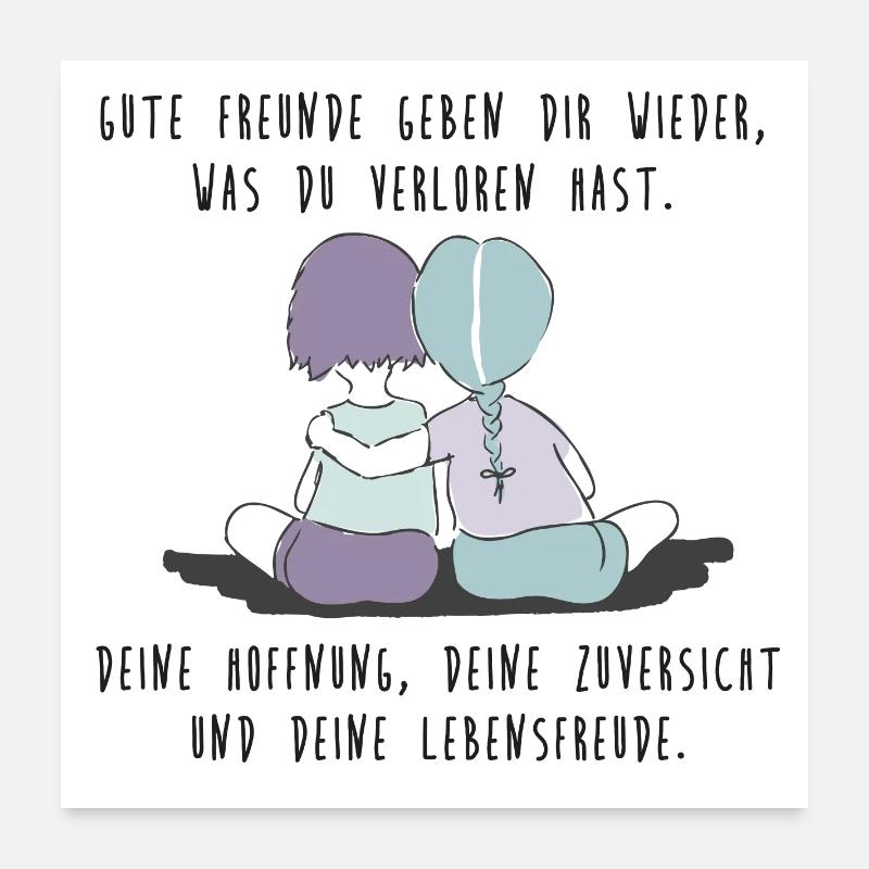 Gute Freunde, Freundschaft, Lieblingsmensch - Poster 60x60 cm - Weiß