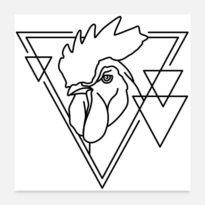 Coq en forme géométrique - Conception d’art au trait Poster 60 x 60 cm