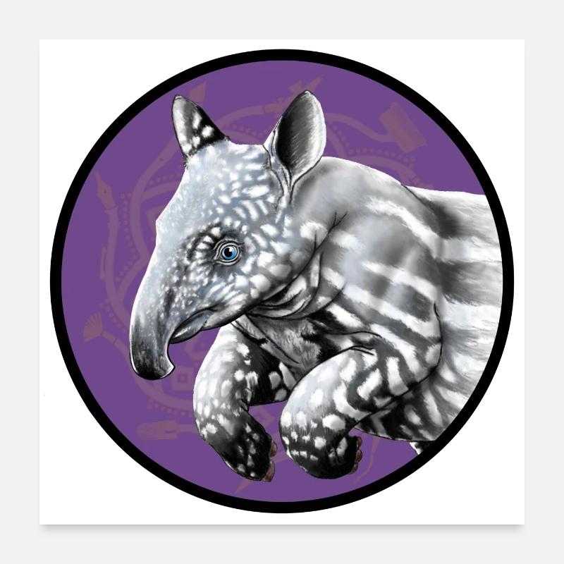 Silhouette de tapir dans un cercle violet Poster 60 x 60 cm