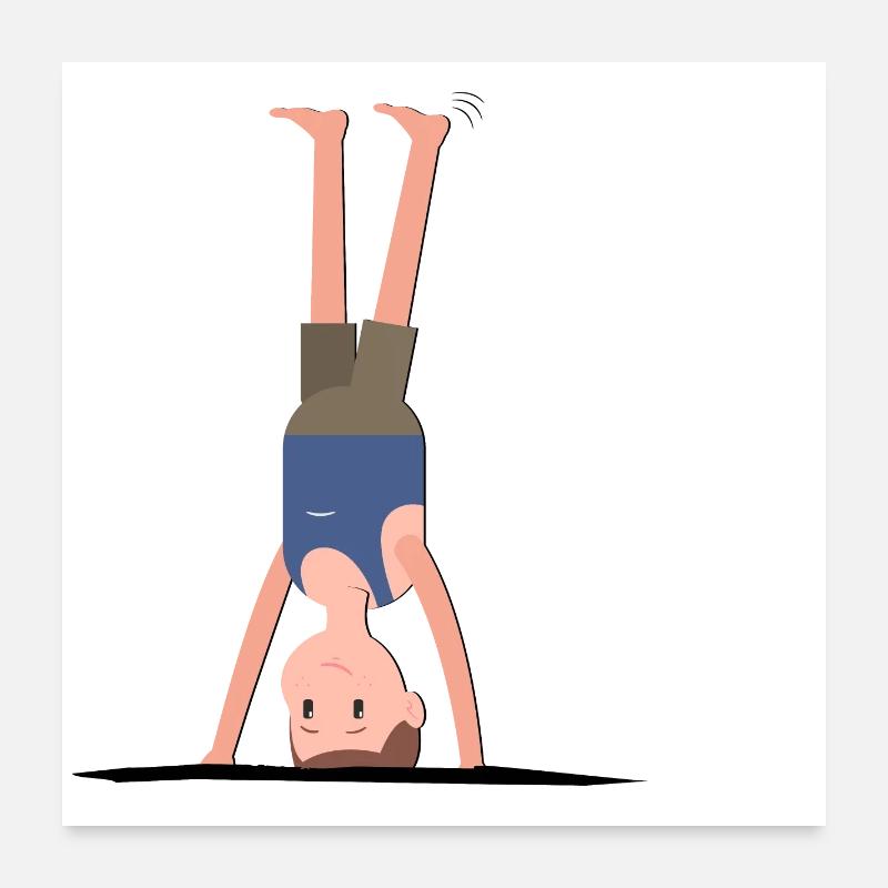 Man boy does headstand Poster 24" x 24" (60x60 cm)