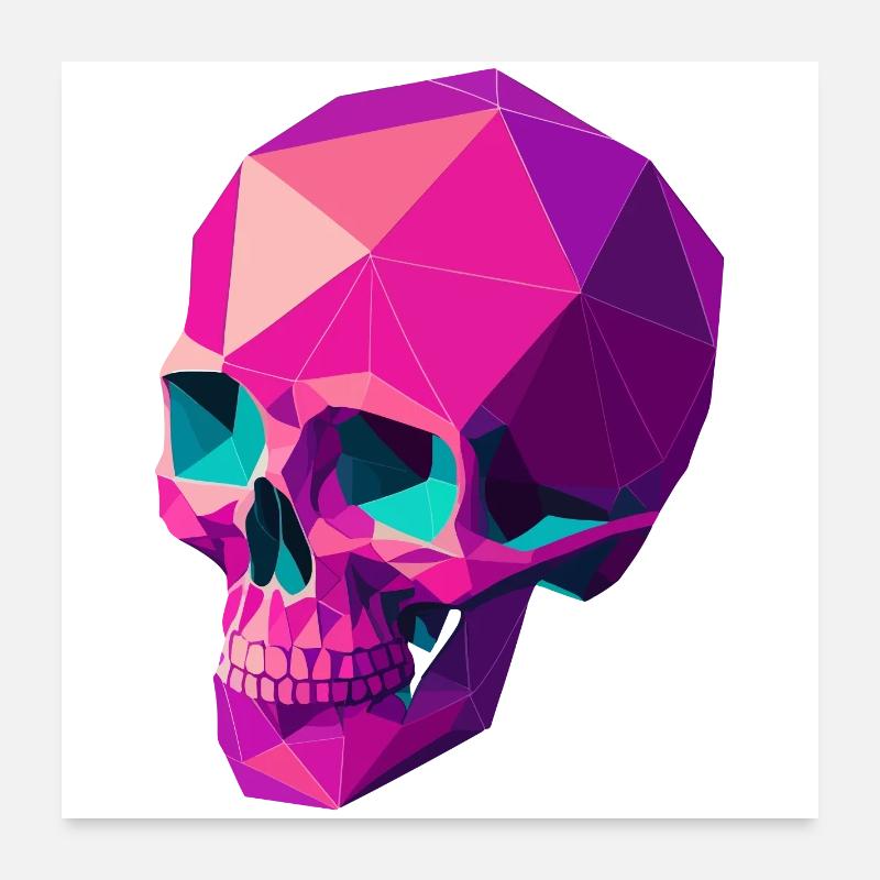 Geometrischer Schädel Poster 60x60 cm