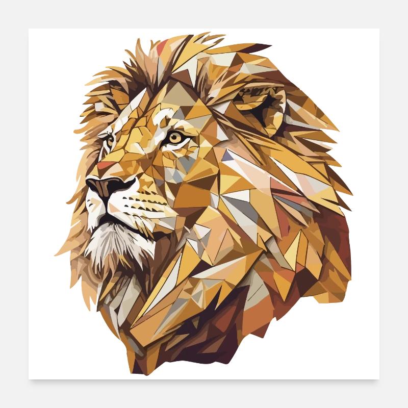 Stylized Lion, Geometric Poster 24" x 24" (60x60 cm)