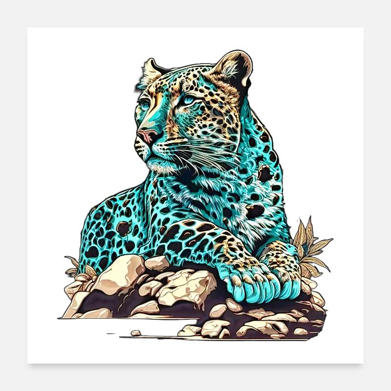 Leopard auf Lauer Poster 60x60 cm