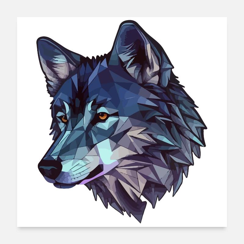 Stylized, geometric wolf Poster 24" x 24" (60x60 cm)
