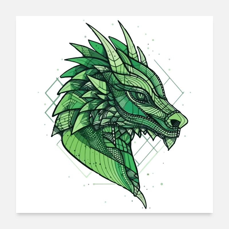 Stylized, geometric dragon Poster 24" x 24" (60x60 cm)