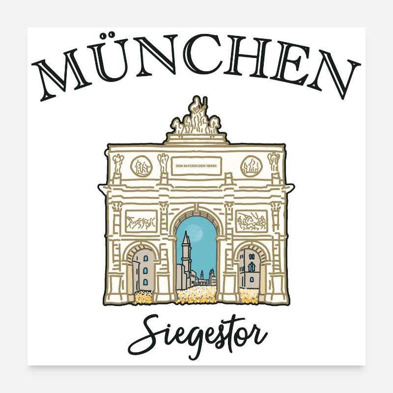 Siegestor München, Friedensmahnmal Poster 60x60 cm