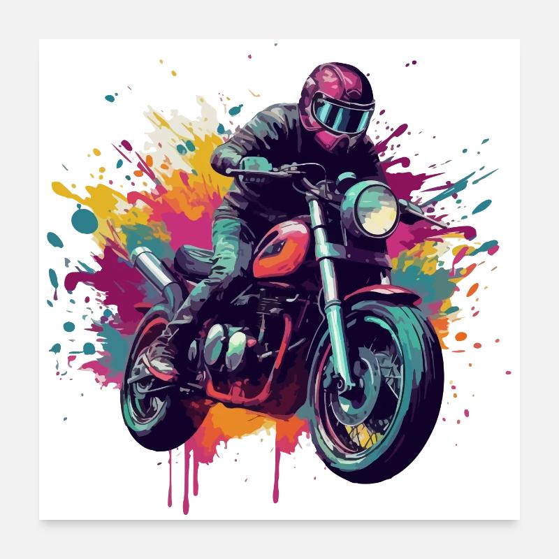 Motorrad mit Farbfleck. Poster 60x60 cm