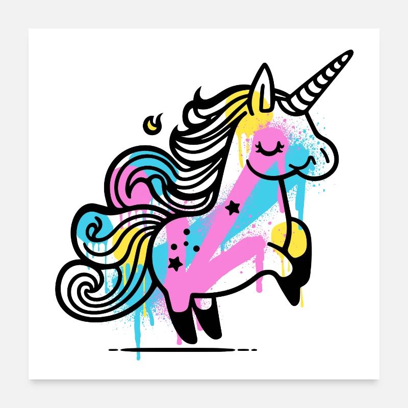 Illustration de licorne éclaboussure colorée Poster 60 x 60 cm
