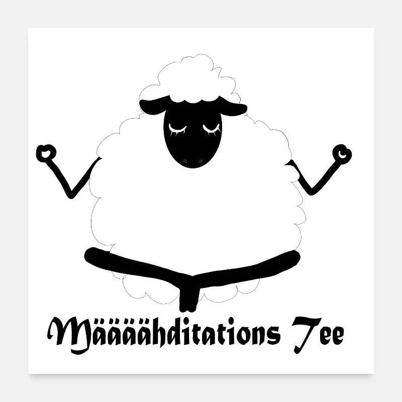 Määäähditations Tee - Poster 60x60 cm - Weiß