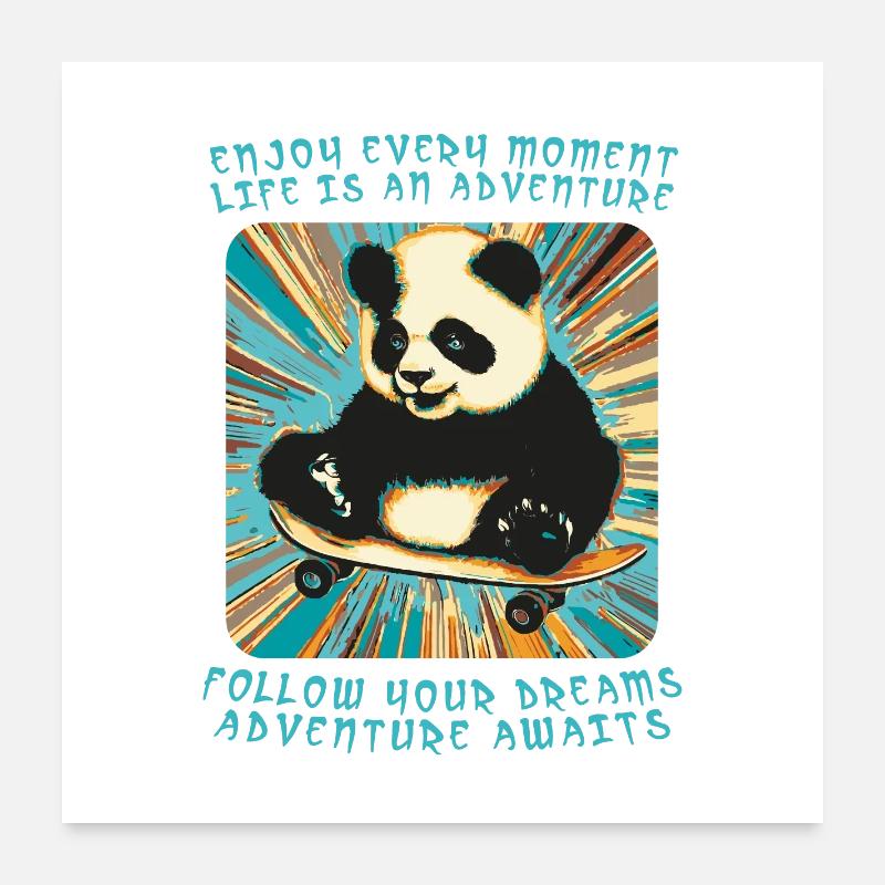 L’aventure de Panda sur roues Poster 60 x 60 cm