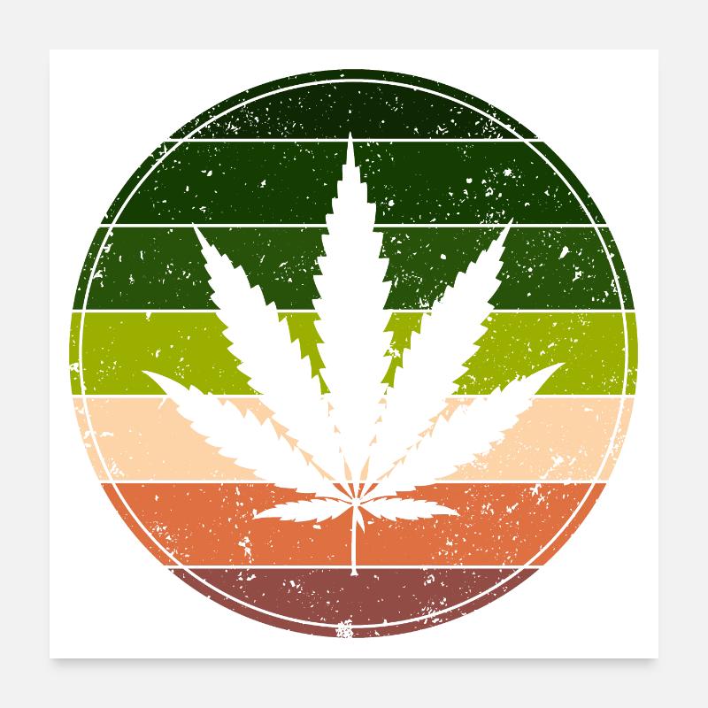 Retro Rainbow Cannabis Runde Poster 60x60 cm
