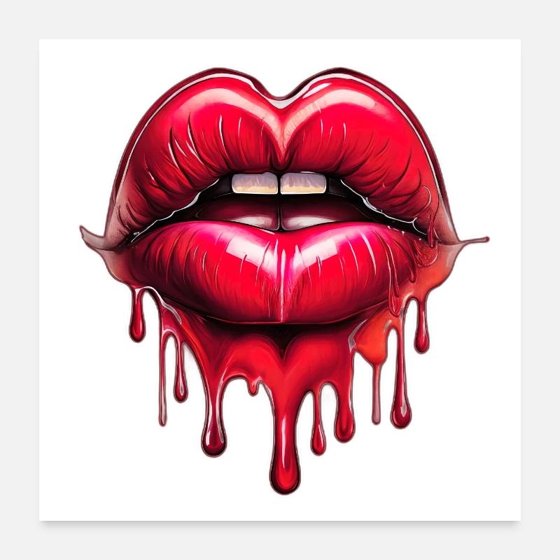 Lippen - Poster 60x60 cm - Weiß