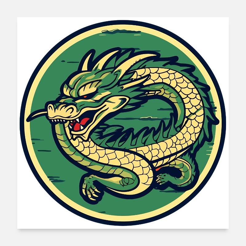 Dragon Crest Circle Patch - Poster 60x60 cm - Weiß